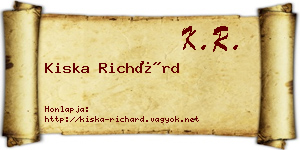 Kiska Richárd névjegykártya